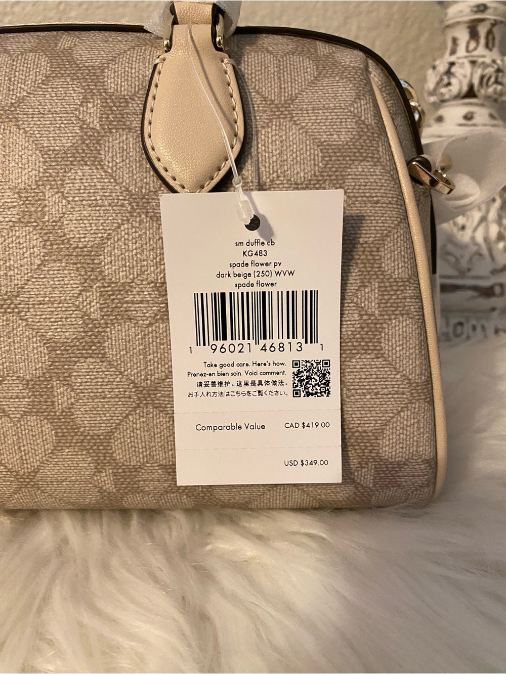 Kate Spade Madison duffle crossbody Beige Floral Satchel Zip Top Handle Strap - Picture 6 of 11